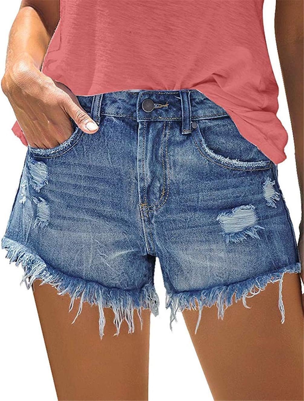 onlypuff Women's Denim Jean Short Ripped High Waist Cut Off