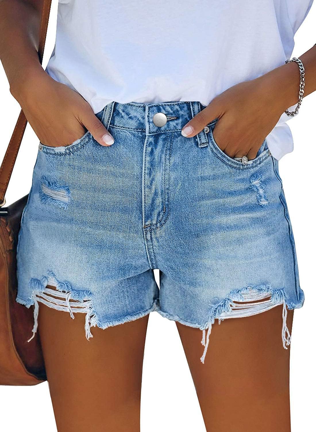 onlypuff Women's Denim Jean Short Ripped High Waist Cut Off
