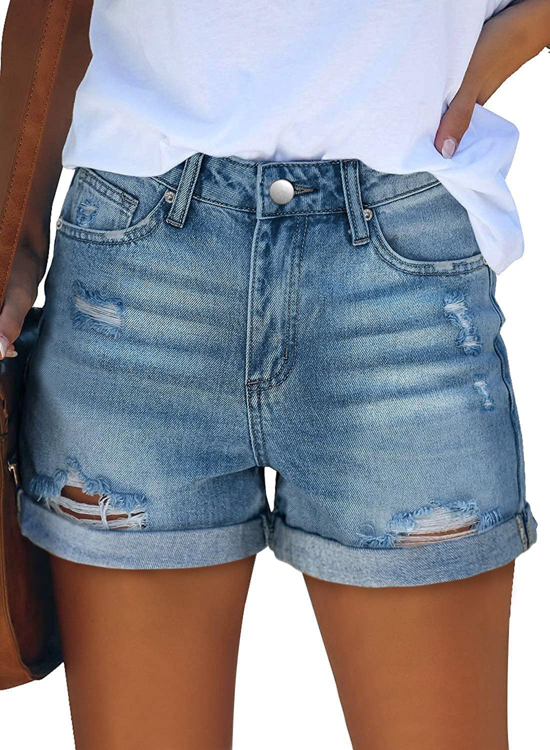 onlypuff Women's Denim Jean Short Ripped High Waist Cut Off