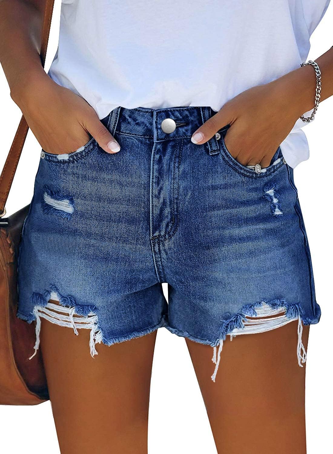 onlypuff Women's Denim Jean Short Ripped High Waist Cut Off
