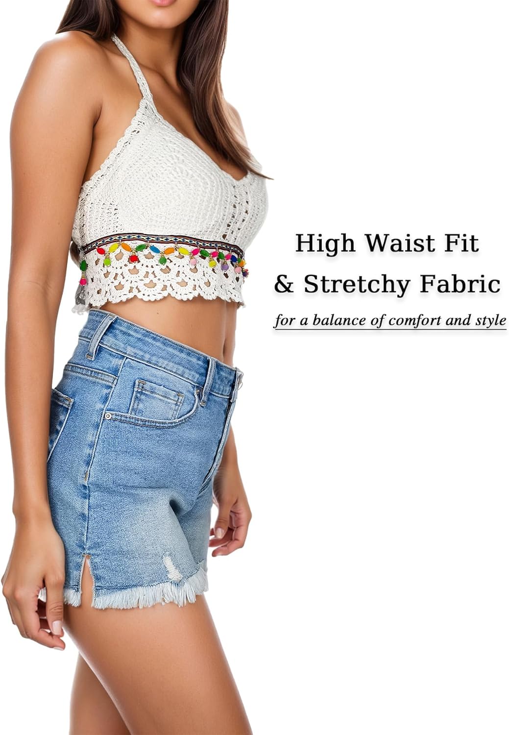 VAYEAH Jean Shorts Womens High Waisted Stretchy Ripped Denim Shorts