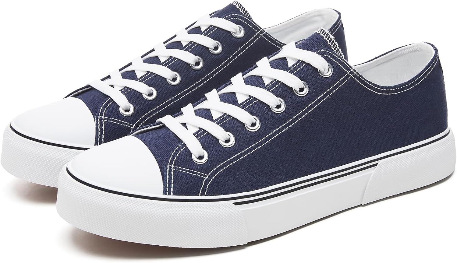 yageyan Men Canvas Low top Shoes Classic Casual Sneakers Black and White Fashion Shoes